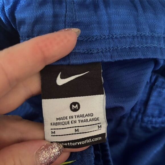 Nike Men's Athletic Shorts Blue Neon Yellow Drawstring Pockets Size M - Picture 2 of 5